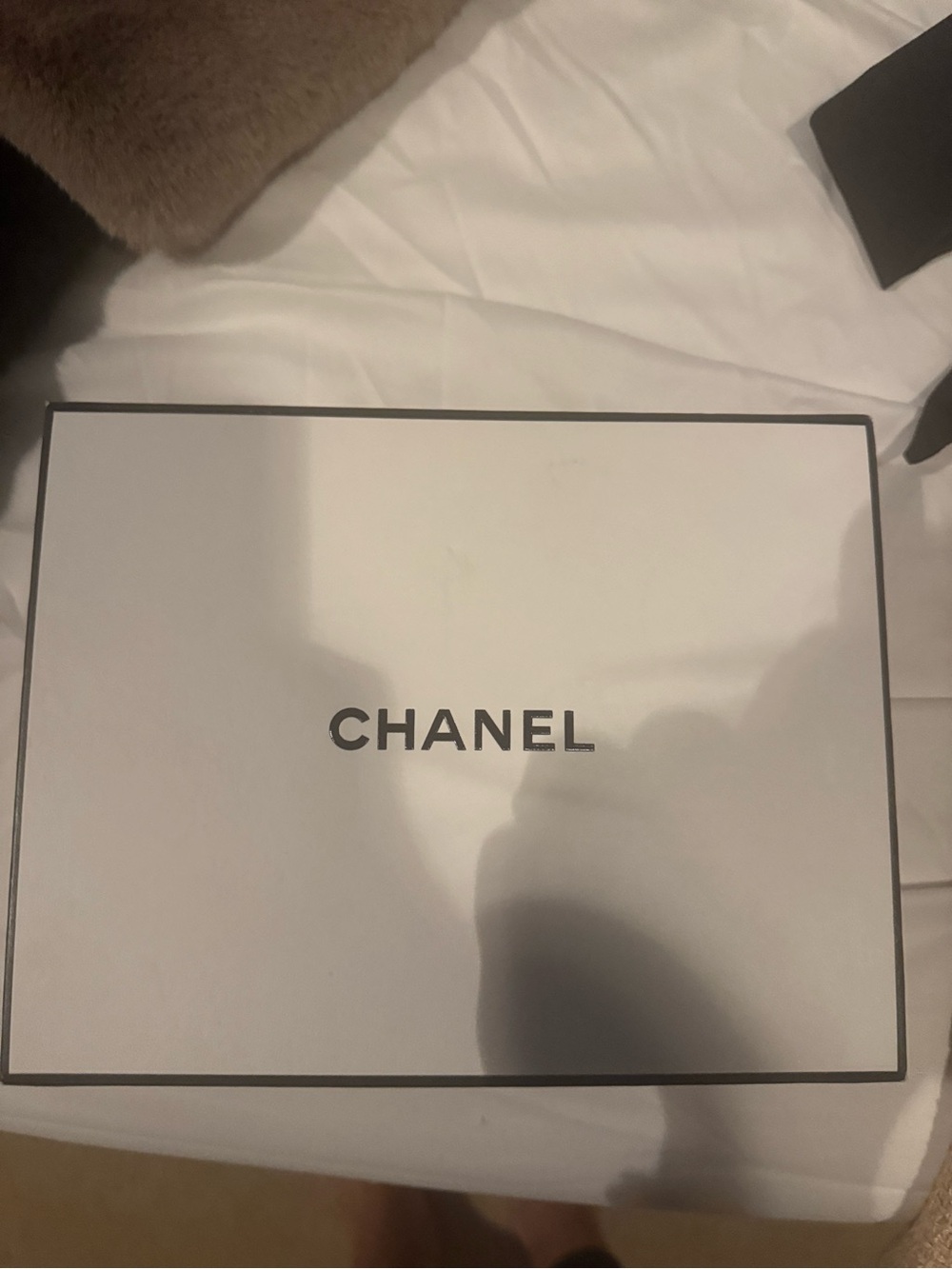 CHANEL White Box with Black Logo and Border